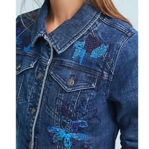 Pilcro & Letterpress Denim Jacket Floral Embroidered